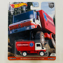 2020 Hot Wheels Car Culture Wild Terrain 88 Mercedes Unimog U1300 blanco con rojo Llantas de Goma RR base ZAMAC