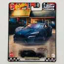2022 Hot Wheels Premium Boulevard Lykan Hypersport negro Llantas de Goma RR