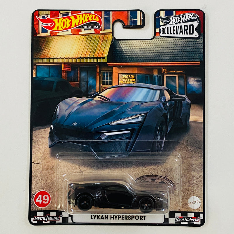 2022 Hot Wheels Premium Boulevard Lykan Hypersport negro Llantas de Goma RR