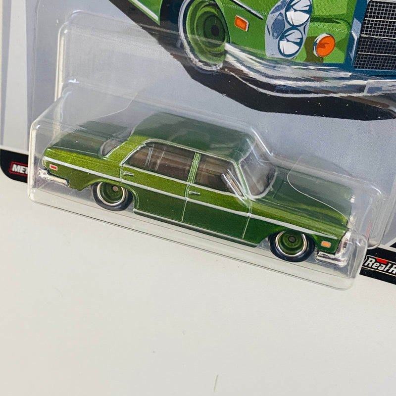 2022 Hot Wheels Premium Car Culture AutoStrasse 72 Mercedes Benz 280 SEL 4.5 verde metálico Llantas de Goma RR base ZAMAC