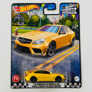 2023 Hot Wheels Premium Boulevard 12 Mercedes Benz C 63 AMG Coupe Black Series amarillo Llantas de Goma RR