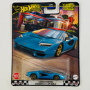2024 Hot Wheels Premium Boulevard Lamborghini Countach LPI 800-4 azul metálico Blu Uranus Llantas de Goma RR