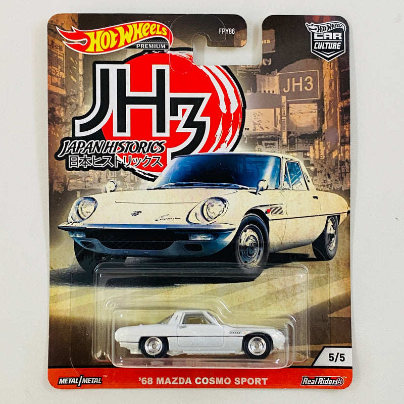 2020 Hot Wheels Premium Car Culture Japan Historics 3 68 Mazda Cosmo Sport blanco Llantas de Goma RR Primera Edición