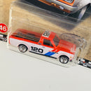 2022 Hot Wheels Premium Boulevard 75 BRE Datsun Sunny Truck B120 rojo con blanco Llantas de Goma RR