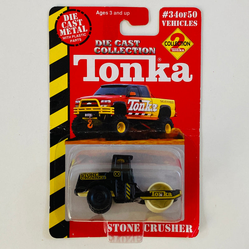 2000 Maisto Tonka Die Cast Collection Stone Crusher negro Máquina Aplanadora Compactador