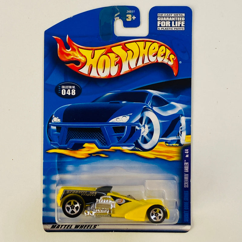 2000 Hot Wheels Secret Code Screamin Hauler 048 amarillo 5SP base ZAMAC