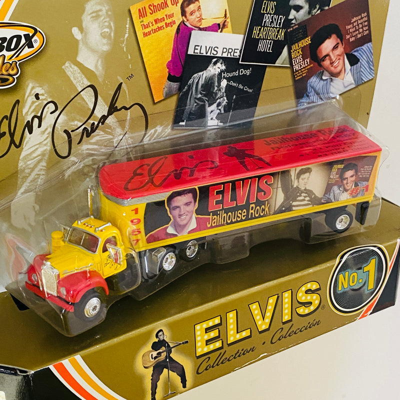 2002 Matchbox Collectibles Elvis Presley Collection No. 1 Jailhouse Rock 1956 Mack Truck amarillo con rojo Llantas de Goma