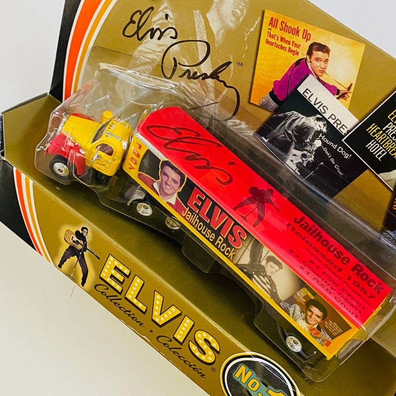 2002 Matchbox Collectibles Elvis Presley Collection No. 1 Jailhouse Rock 1956 Mack Truck amarillo con rojo Llantas de Goma