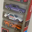 2023 Hot Wheels Nissan 5 Pack Set de 5 - Datsun 620, Nissan Skyline GT-R BNR32, Nissan Skyline HT 2000GT-X, Nissan Silvia S13 y Nissan Fairlady Z