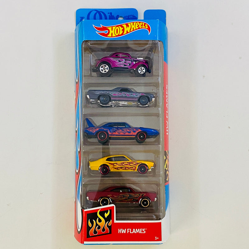 2020 Hot Wheels Multipack Exclusive HW Flames 5 Pack Set de 5 - Pass'n Gasser 1937 Ford Coupe, 71 El Camino Chevrolet, 70 Plymouth Superbird, 71 Maverick Grabber Ford y 70 Plymouth Road Runner