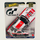 2025 Hot Wheels Premium Pop Culture Gran Turismo 7 Nissan Skyline GT-R BNR34 blanco Llantas de Goma RR