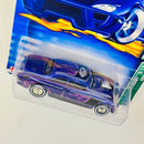 2003 Hot Wheels Treasure Hunt T-Hunt Shoe Box 1949 Ford Custom Club Coupe morado metálico Llantas de Goma RR