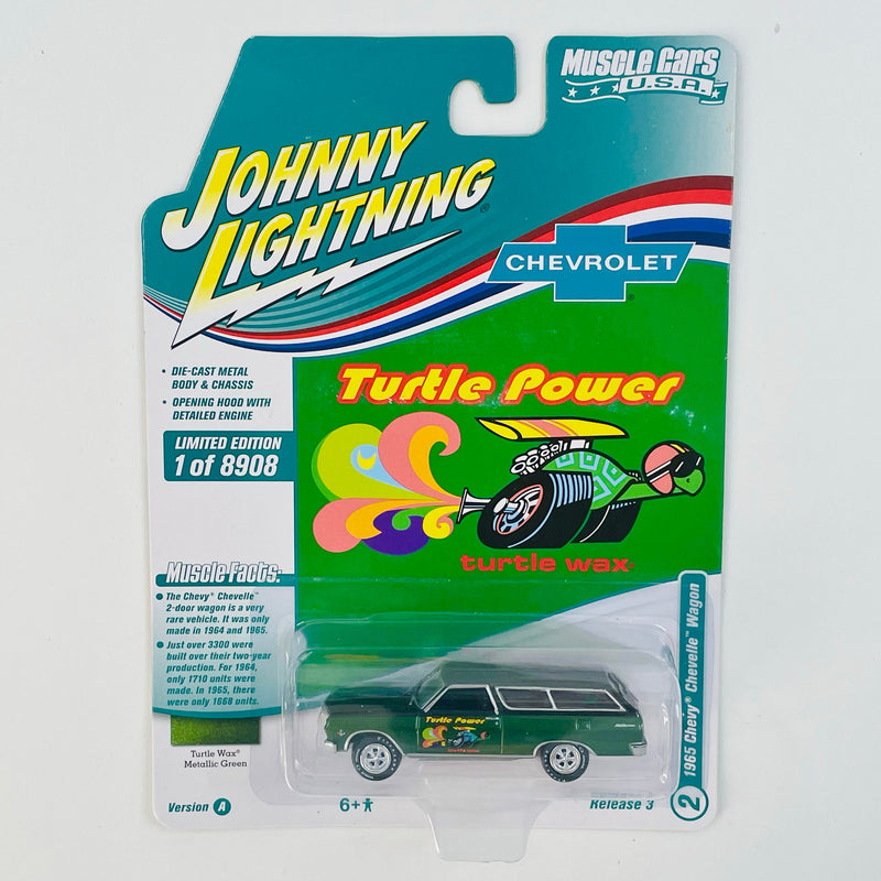 2021 Johnny Lightning Muscle Cars USA Limited Edition 1/8,908 Turtle Wax 1965 Chevy Chevelle Wagon verde Llantas de Goma