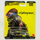 2025 Hot Wheels Premium Pop Culture Cyberpunk 2077 Quadra Turbo-R V-Tech negro Llantas de Goma RR Primera Edición