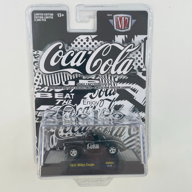 2021 M2 Machines Limited Edition 1/9,600 Coca Cola Coke 1941 Willys Coupe NM001 negro Llantas de Goma