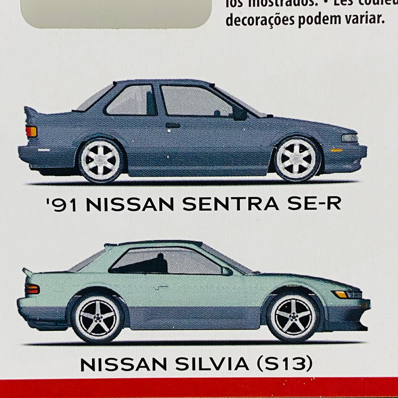 2023 Hot Wheels Premium Car Culture Nissan 2 Pack Set de 2 - 91 Nissan Sentra SE-R y Nissan Silvia S13 con Llantas de Goma RR