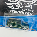 2018 Hot Wheels Premium 50th Anniversary Favorites Custom 69 Volkswagen Squareback verde metálico Llantas de Goma RR base ZAMAC