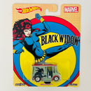2017 Hot Wheels Premium Pop Culture Women of Marvel Black Widow Bread Box Jeep FJ-3 verde metálico Llantas de Goma RR Redline base ZAMAC