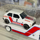 2025 Hot Wheels Premium Car Culture Team Transport 73 Honda Civic Custom y camión Aero Lift con Llantas de Goma RR