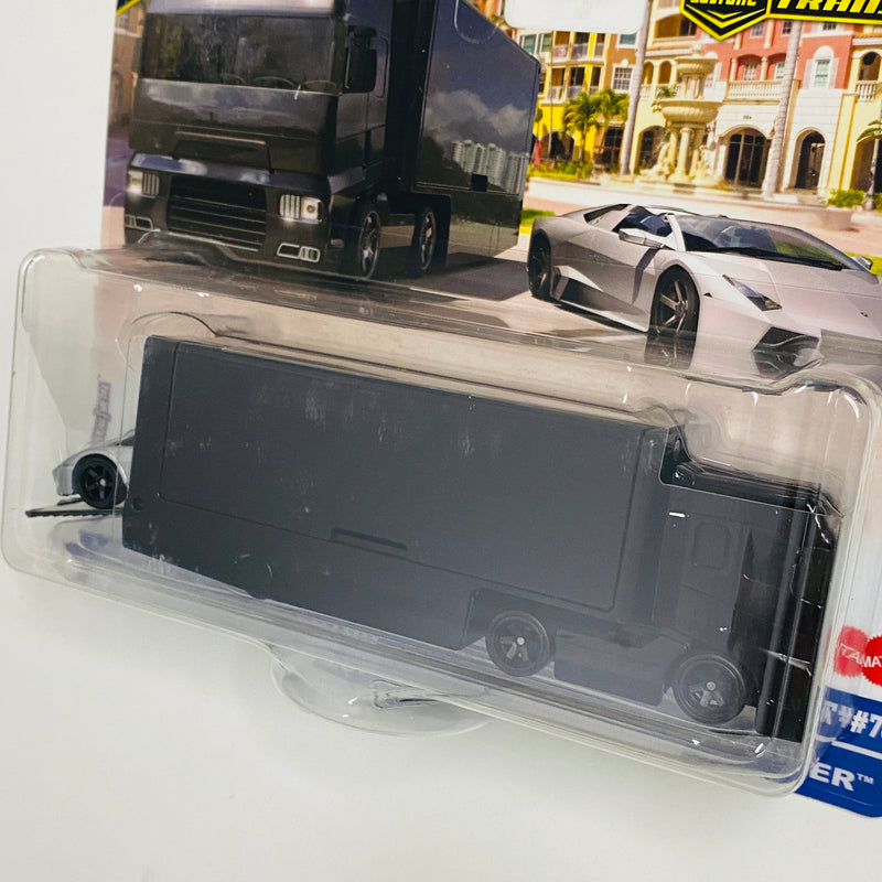 2025 Hot Wheels Premium Car Culture Team Transport Lamborghini Reventon Roadster y camión Flipsider Hauler con Llantas de Goma RR