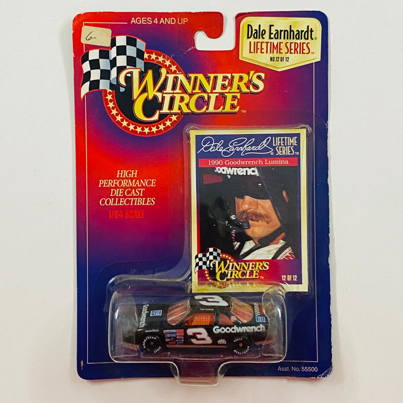 1997 Hasbro Winners Circle NASCAR Kenner Lifetime Series 12 of 12 Dale Earnhardt 3 Goodwrench 1990 Chevrolet Lumina negro Llantas Goodyear