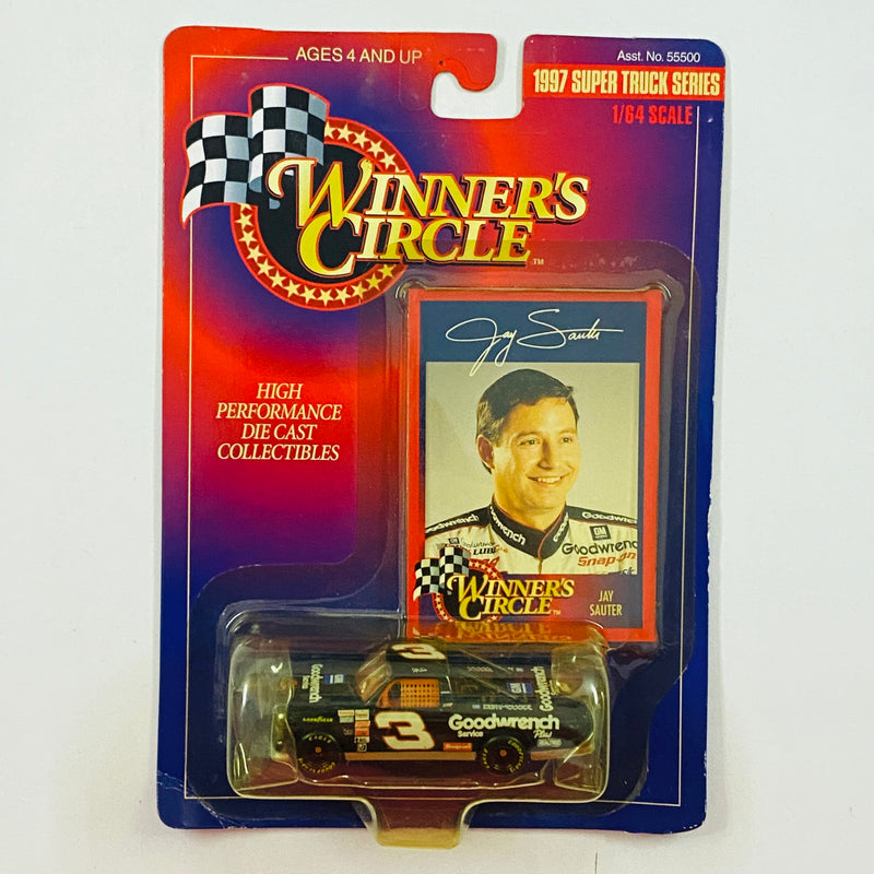 1997 Hasbro Winners Circle NASCAR Kenner Super Truck Series Jake Sauter 3 Goodwrench Chevrolet Silverado Race Truck negro Llantas Goodyear