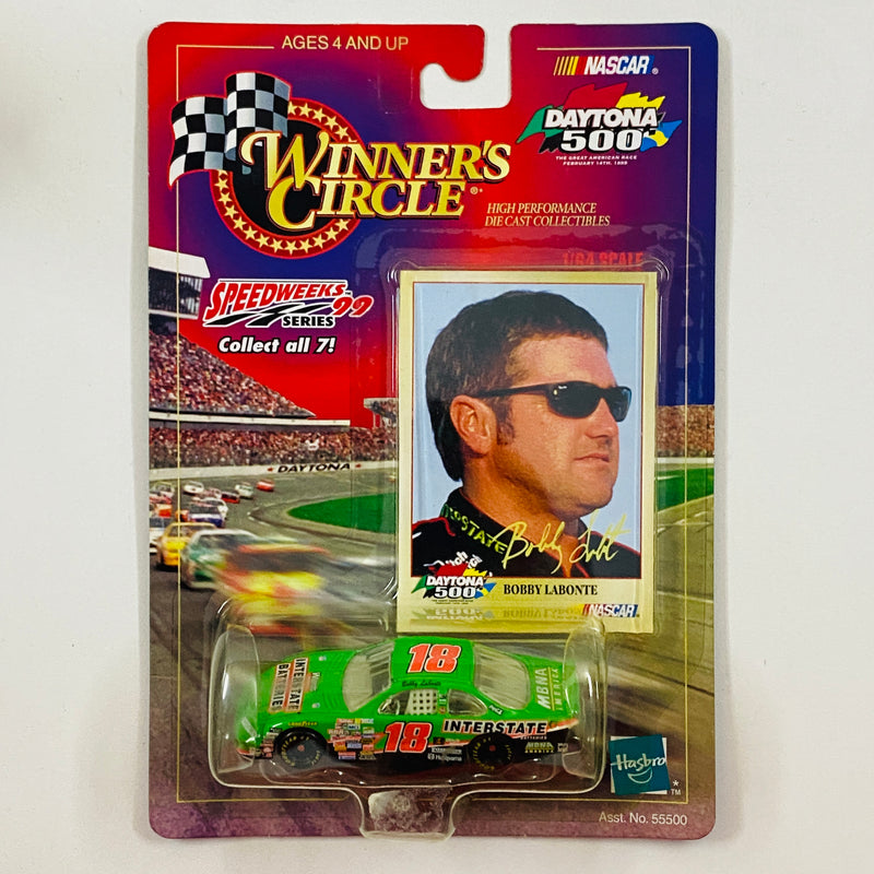 1998 Hasbro Winners Circle NASCAR Daytona 500 Speedweeks 99 Series Bobby Labonte 18 Interstate Batteries Pontiac Grand Prix verde Llantas Goodyear