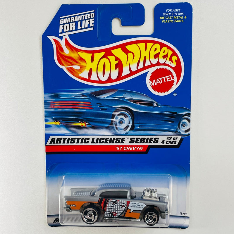 1998 Hot Wheels Artistic License Series 57 Chevy plata SB base ZAMAC