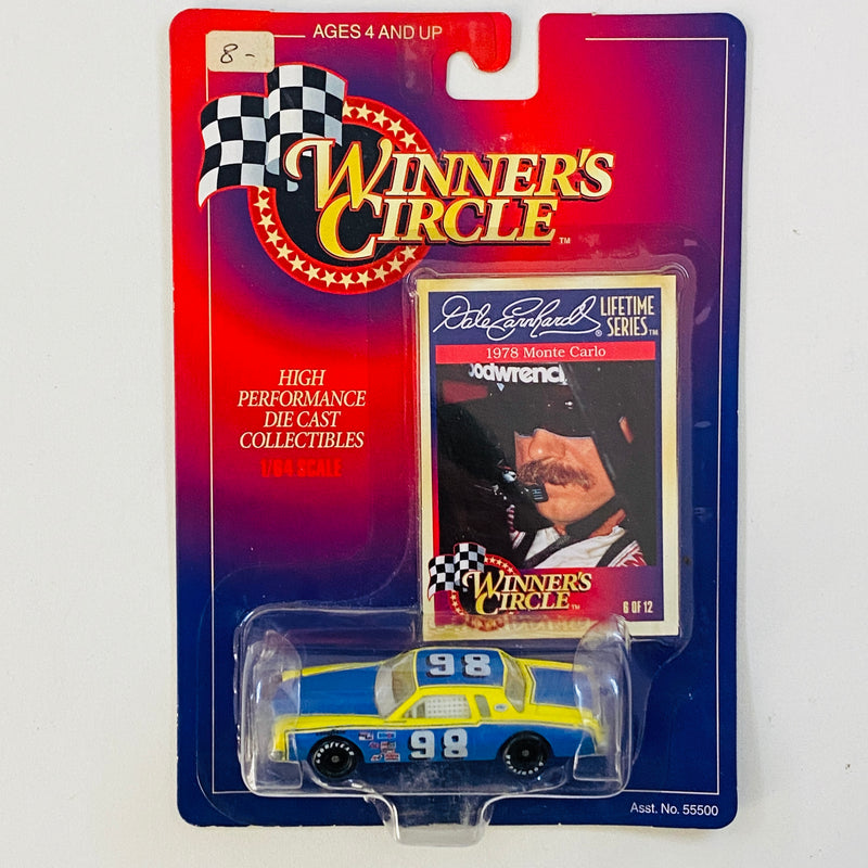 1997 Hasbro Winners Circle NASCAR Kenner Lifetime Series 6 of 12 Dale Earnhardt 98 1978 Chevrolet Monte Carlo amarillo con azul Llantas Goodyear