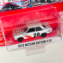 2024 Greenlight Texaco Special Edition Series 1 1970 Nissan Datsun 510 blanco Llantas de Goma