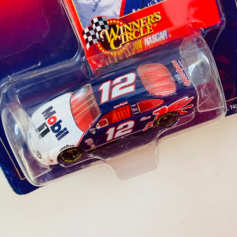 1998 Hasbro Winners Circle NASCAR Kenner 50th Anniversary Jeremy Mayfield 12 Mobil 1 1998 Ford Taurus azul con blanco Llantas Goodyear