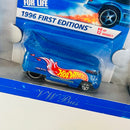 1998 Hot Wheels 30th Anniversary Commemorative 1996 VW Bus Volkswagen azul metálico 5SP con 10DOT base ZAMAC