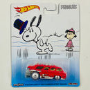 2016 Hot Wheels Premium Pop Culture Peanuts Snoopy Custom Chevy Greenbrier Sport Wagon rojo Llantas de Goma RR base ZAMAC
