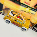 2018 Hot Wheels Premium Pop Culture Alex Ross DC Heroes Wonder Woman Mujer Maravilla 67 Austin Mini Van dorado metálico Llantas de Goma RR base ZAMAC