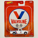 2020 Hot Wheels Premium Pop Culture Vintage Oil Valvoline 63 Studebaker Champ blanco Llantas de Goma RR base ZAMAC