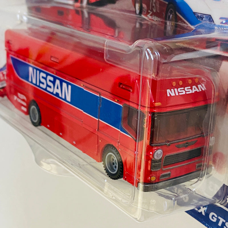 2024 Hot Wheels Premium Car Culture Team Transport 94 Nissan 300 ZX GTS y camión Euro Hauler con Llantas de Goma RR