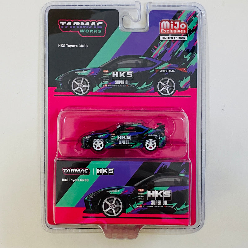 2024 Tarmac Works MiJo Exclusives 1:64 Limited Edition Global64 HKS Toyota GR86 negro Llantas de Goma