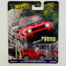 2024 Hot Wheels Premium Car Culture Terra Trek Mitsubishi Pajero Evolution rojo Llantas de Goma RR