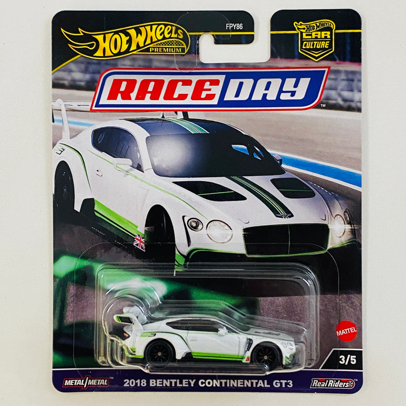 2024 Hot Wheels Premium Car Culture Race Day 2018 Bentley Continental GT3 blanco Llantas de Goma RR