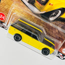 2025 Hot Wheels Premium Boulevard Datsun 510 Wagon amarillo con negro Llantas de Goma RR base ZAMAC