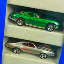 1996 Hot Wheels ERROR de FÁBRICA 60s Muscle Cars 5 Pack Set de 5 - 67 Camaro Chevrolet, 65 Mustang Ford con aros 7SP, 63 Split Window Corvette, Olds 442 W-30 Oldsmobile, Shelby Cobra 427 S/C - Shelby con Timón Suelto