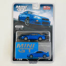 2024 Mini GT MiJo Exclusives 1:64 Limited Edition Nissan Skyline GT-R R34 V-Spec Bayside Blue azul Llantas de Goma