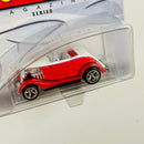 2003 Hot Wheels 100% Preferred Rod & Custom 34 Ford Roadster naranja metálico con blanco Llantas de Goma RR base ZAMAC
