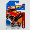 2011 Hot Wheels Thrill Racers Volkswagen Baja Bug rojo 5SP base ZAMAC