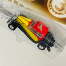 2002 Hot Wheels Walmart Exclusive Auto Milestones 1933 Bugatti rojo con amarillo Llantas de Goma RR