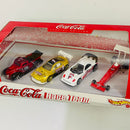 1999 Hot Wheels Toy R Us Exclusive Coca Cola Race Team 4 Pack Set de 4 - 40 Ford, Pikes Peak Celica Toyota, Callaway C7, Dragster