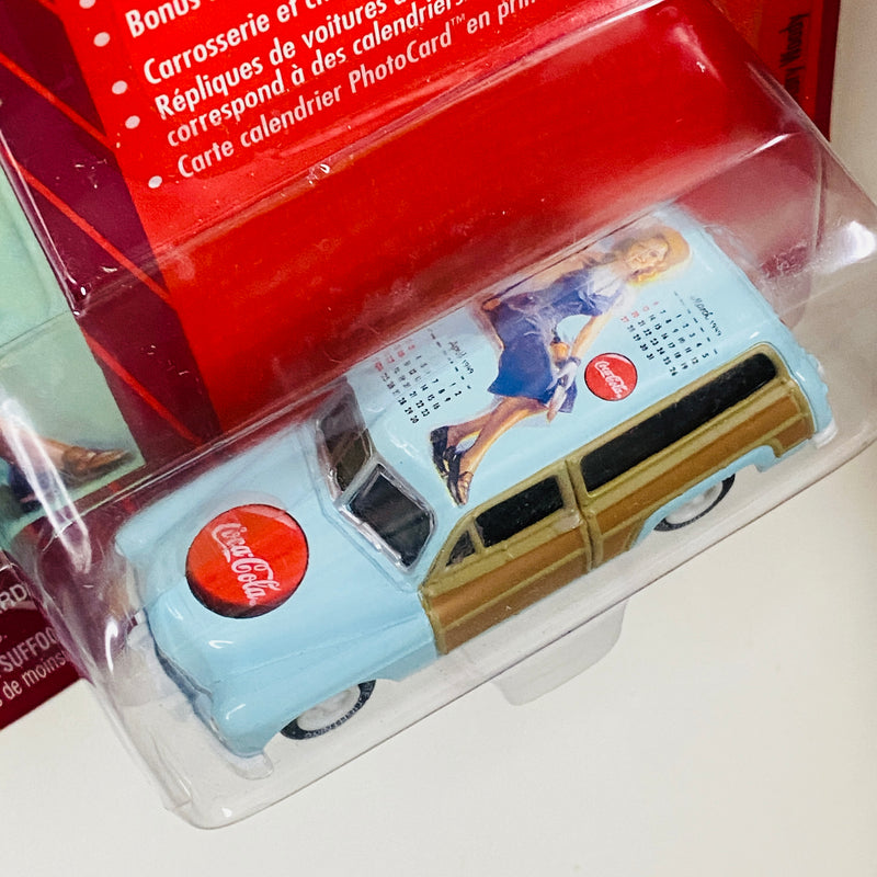 2003 Johnny Lightning Limited Edition Coca Cola Calendar Girl Series 50 Mercury Woody celeste