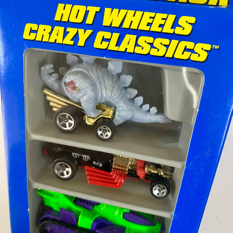 1997 Hot Wheels HW Crazy Classics 5 Pack Set de 5 - Speed-A-Saurus, Rigor Motor, Treadator, Big Chill, Radio Flyer Wagon - Detalle Caja