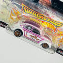 2022 Hot Wheels Premium Car Culture Dragstrip Demons Volkswagen Classic Bug blanco Llantas de Goma RR base ZAMAC