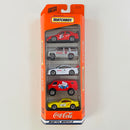 1999 Matchbox Coca Cola Coke 5 Pack Set de 5 - Alfa Romeo 155, 97 Chevy Tahoe, Opel Calibra, 4x4 Chevy Van, BMW 850i